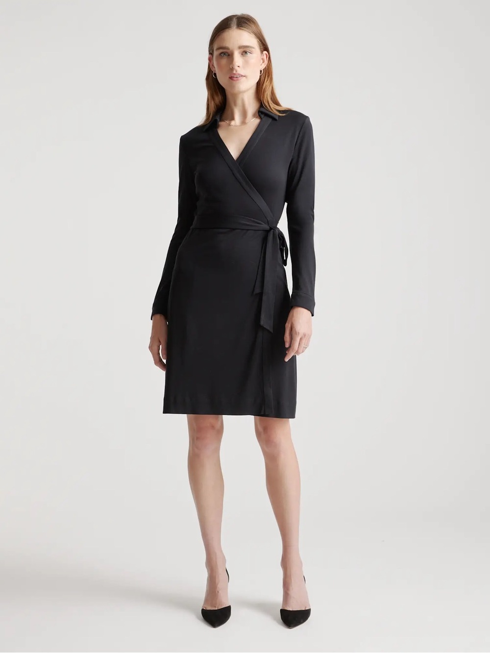Quince 100% Silk Jersey Mini Wrap Dress